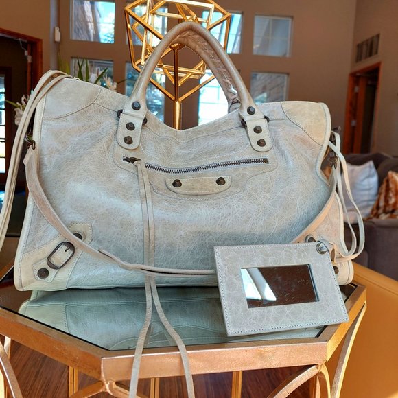 Balenciaga Handbags - Balenciaga Sage Green Agneau Pleine Fleur Aniline Satchel